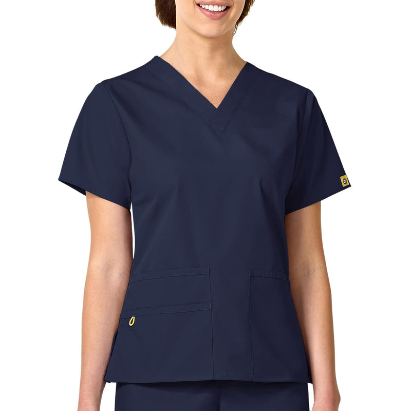 [Australia - AusPower] - WonderWink Women's Origins Bravo Scrub Top Medium Origins Bravo V-neck Top Navy 