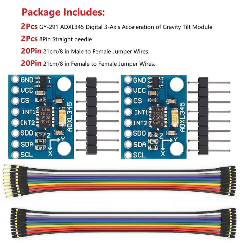 [Australia - AusPower] - 2Pcs GY-291 ADXL345 Digital 3-Axis Acceleration of Gravity Tilt Module IIC/SPI Transmission for Arduino 
