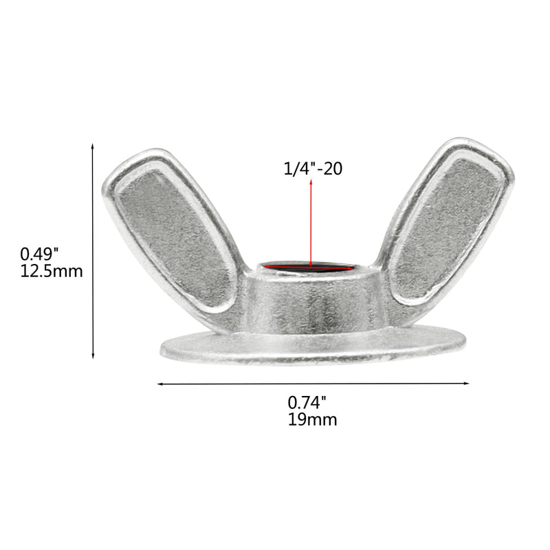 [Australia - AusPower] - Xadnitu 50 Pieces 1/4''-20 Washered Wing Nut, Zinc Plated Hurricane Hardware Butterfly Nuts with Washer for Fasteners, Silver 