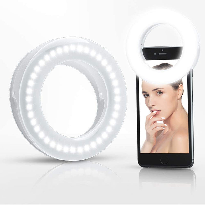[Australia - AusPower] - XINBAOHONG Selfie Ring Light Rechargeable Portable Clip-on Selfie Fill Light with 40 LED for Smart Phone Photography, Camera Video, Girl Makes up 