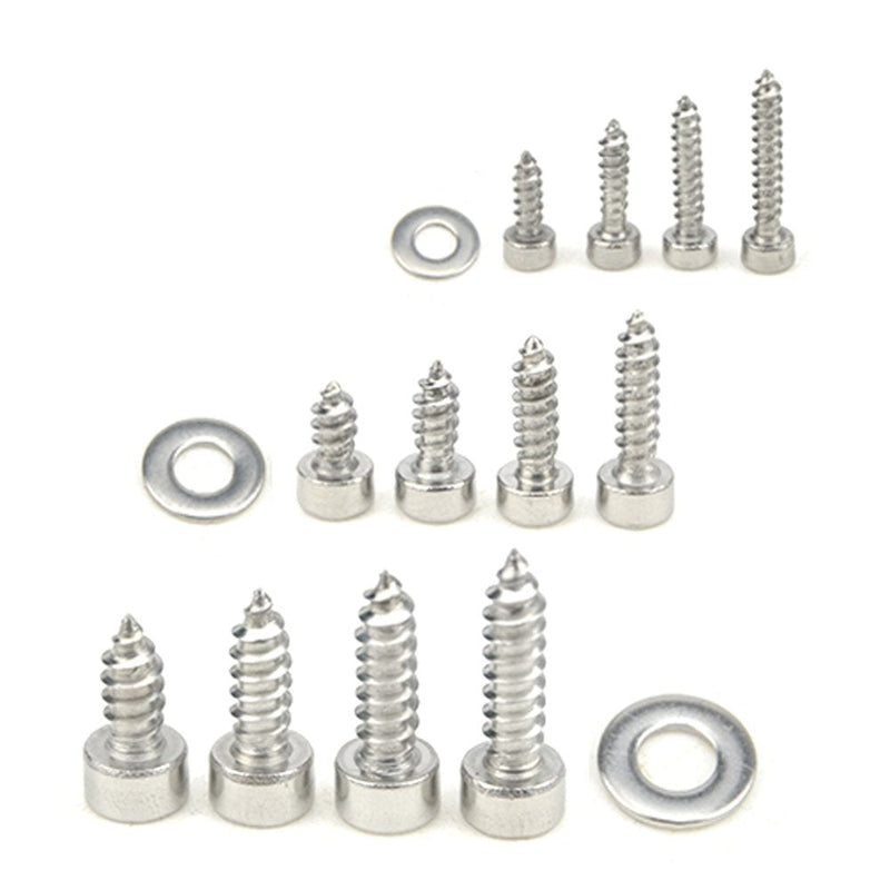[Australia - AusPower] - XINGYHENG 480Pcs 12 Values M2 M3 M4 Metric Hex Socket Cap Head Self Tapping Screw with Flat Gasket Washers Assortment Kit 