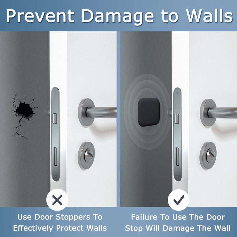 [Australia - AusPower] - XoYoZo Door Stoppers Wall Protector Buffer Guard Doorknob Door Handle Bumper Self Adhesive Silencer Soft Rubber Crash Pad for Home Office Square-Black 
