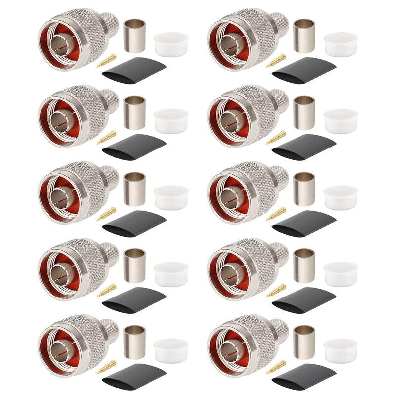 [Australia - AusPower] - XRDS -RF 10 Pack N Male Crimp Connector 50 ohm N Male Plug Rf Crimp Connector for LMR400 Belden 9913 RG8 