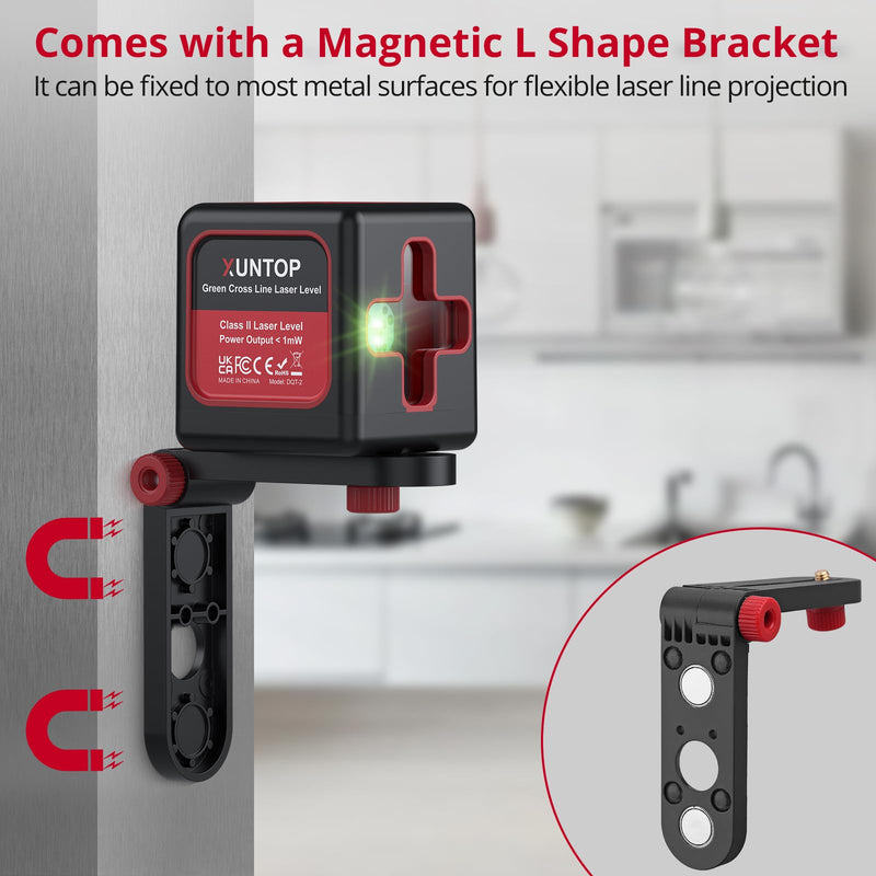 [Australia - AusPower] - 100Ft Laser Level Self Leveling (±3°) with ±1.5mm/5m Accuracy Green Cross Laser Level with Magnetic Bracket and Pouch for Picture Hanging Wall Floor Tile Construction (Class 2 Laser) 