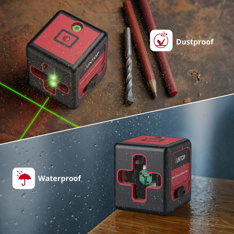 [Australia - AusPower] - 100Ft Laser Level Self Leveling (±3°) with ±1.5mm/5m Accuracy Green Cross Laser Level with Magnetic Bracket and Pouch for Picture Hanging Wall Floor Tile Construction (Class 2 Laser) 