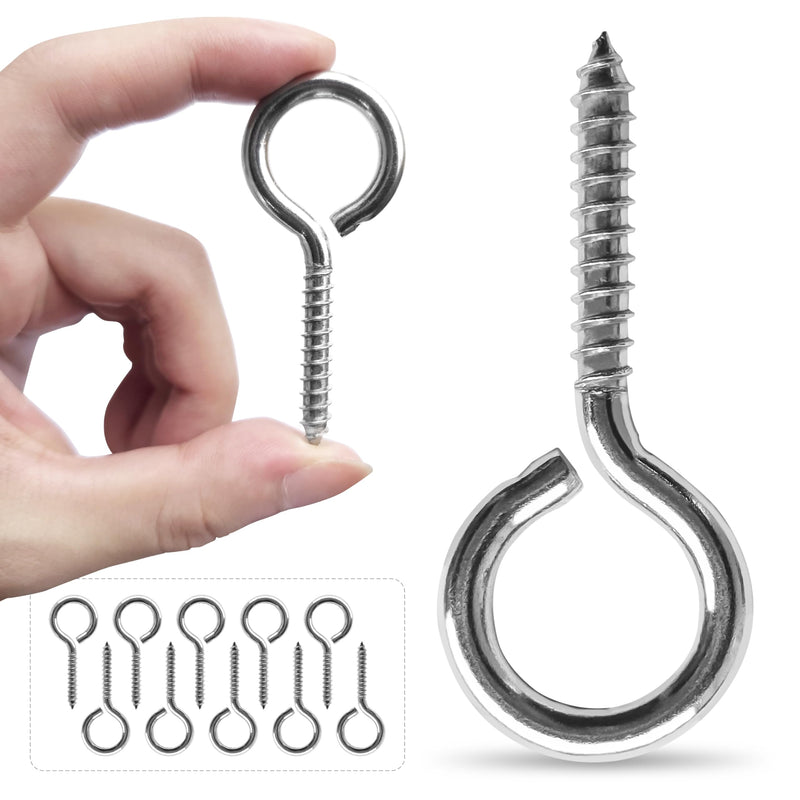 [Australia - AusPower] - M5 10 Pcs 304 Stainless Steel Screws Eye,2.56 Inch Screw Self Tapping Eye,Load Bearing 200LB, Duty Eye Bolt for Wood Securing Cables Wire,Indoor & Outdoor Use (10, M5 2.56 Inch) 