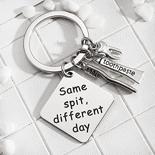 [Australia - AusPower] - Dental Hygenist Gift Dentist Gifts for Women Men Same Spit Different Day Keychain Gifts for Dentists Male Dental Assistant Student Gifts Key Chains 
