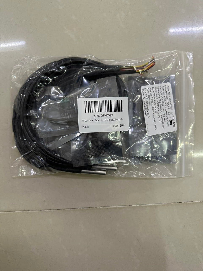 [Australia - AusPower] - 6 Pack DS18B20 Temperature Sensor High-Accuracy Stainless Steel Temperature Probe with Adapter Board and Jumper Wires for Arduino ESP32 Raspberry Pi 