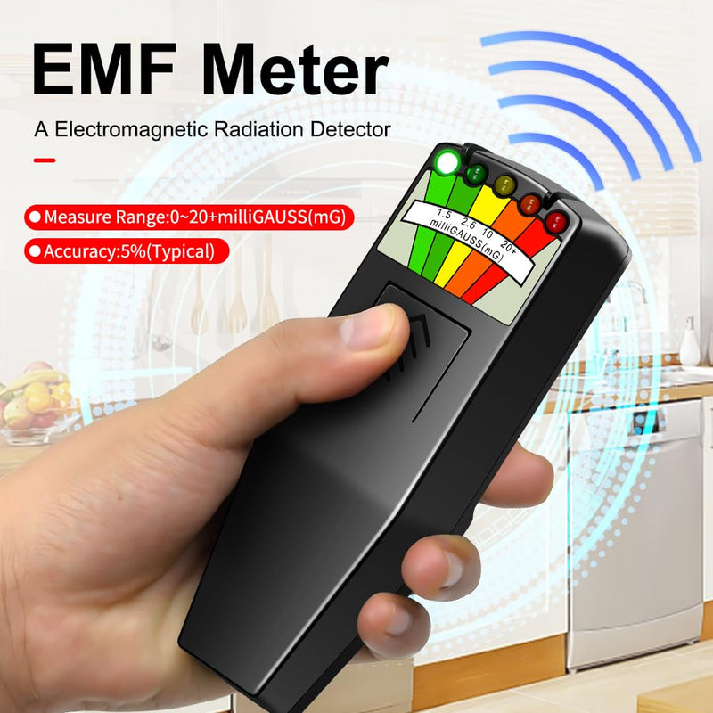 [Australia - AusPower] - EMF Meter Milli Gauss Counter Ghost Hunting Equipment with LED Prompts for Electromagnetic Radiation Detecting and Paranormal Investigations 
