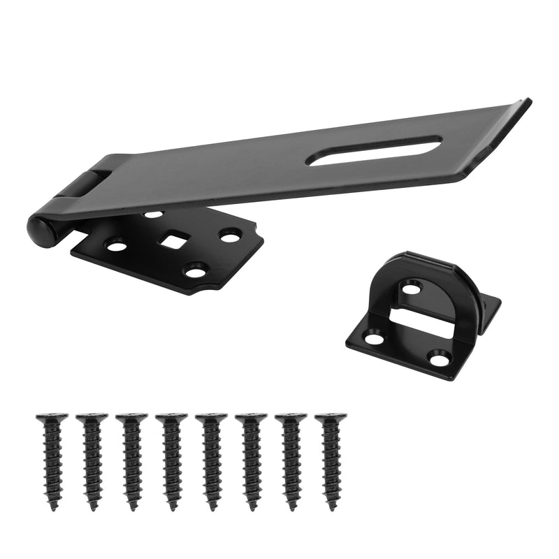 [Australia - AusPower] - 7-1/2" Door Padlock Safety Hasp Latch Heavy Duty, Door Hasp Clasp Lock Gate Shed Hasp Latch Lock for Door Window Fence Gate Barn, 304 Stainless Steel, Thickness 1/8”, Black, 1 Pack 7-1/2 Inch 