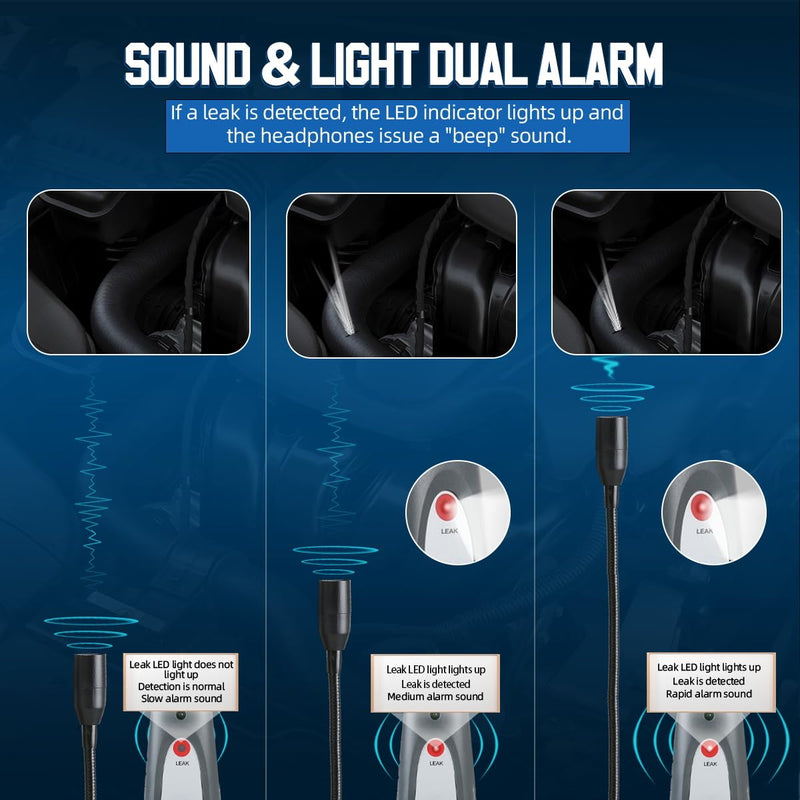 [Australia - AusPower] - Ultrasonic Leak Detector with Headphones, 40KHz ±2KHz Air Leak Detector, Steam Pipe Leak Detector, Automotive Noise Finder, Adjustable Sensitivity, 420MM Probe, High Sensitive Sensor 