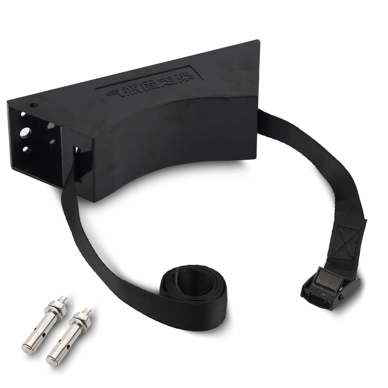 [Australia - AusPower] - Cylinder Wall Mounted Bracket Heavy Duty Nitrogen Tank Holder Propane Tank Holder Bracket with 59 Inch Safety Strap & SUS 304 Installation Expansion Screws(Black) Black 