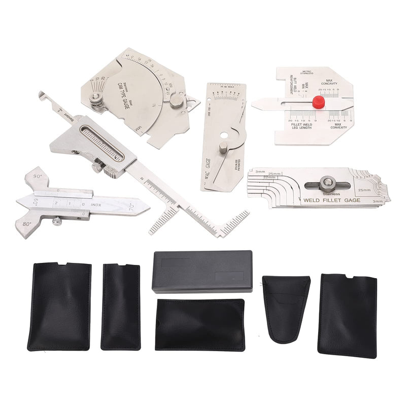 [Australia - AusPower] - 6 Piece Fillet Weld Set, Stainless Steel Metric Welding Inspection with Bag, Includes MG - 8 MG - 11, V - Wac Porosity Undercuts Checking and Hi Lo 