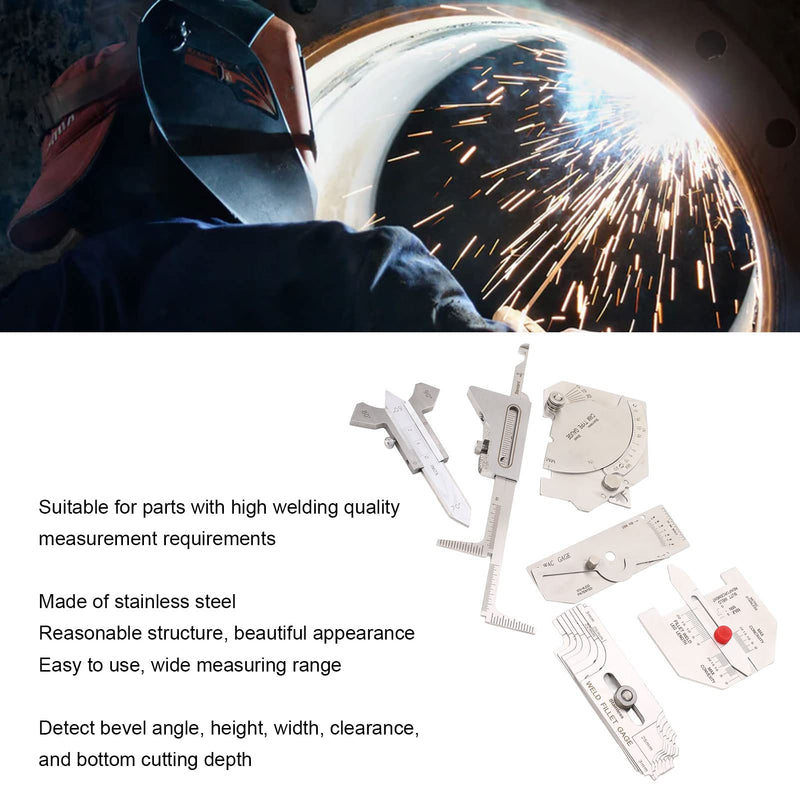 [Australia - AusPower] - 6 Piece Fillet Weld Set, Stainless Steel Metric Welding Inspection with Bag, Includes MG - 8 MG - 11, V - Wac Porosity Undercuts Checking and Hi Lo 