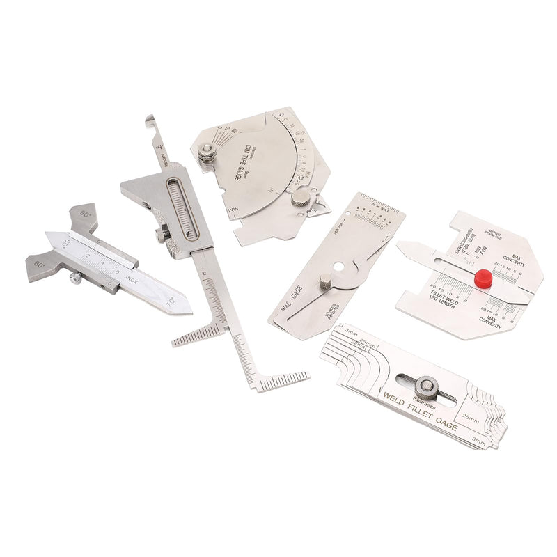 [Australia - AusPower] - 6 Piece Fillet Weld Set, Stainless Steel Metric Welding Inspection with Bag, Includes MG - 8 MG - 11, V - Wac Porosity Undercuts Checking and Hi Lo 