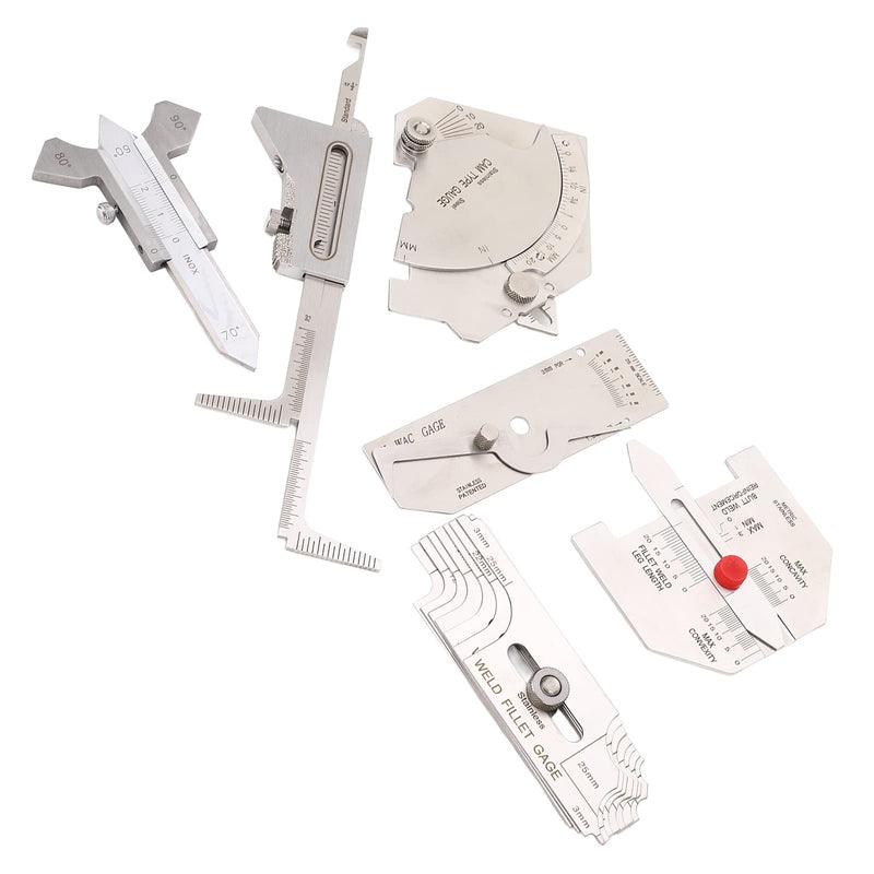 [Australia - AusPower] - 6 Piece Fillet Weld Set, Stainless Steel Metric Welding Inspection with Bag, Includes MG - 8 MG - 11, V - Wac Porosity Undercuts Checking and Hi Lo 