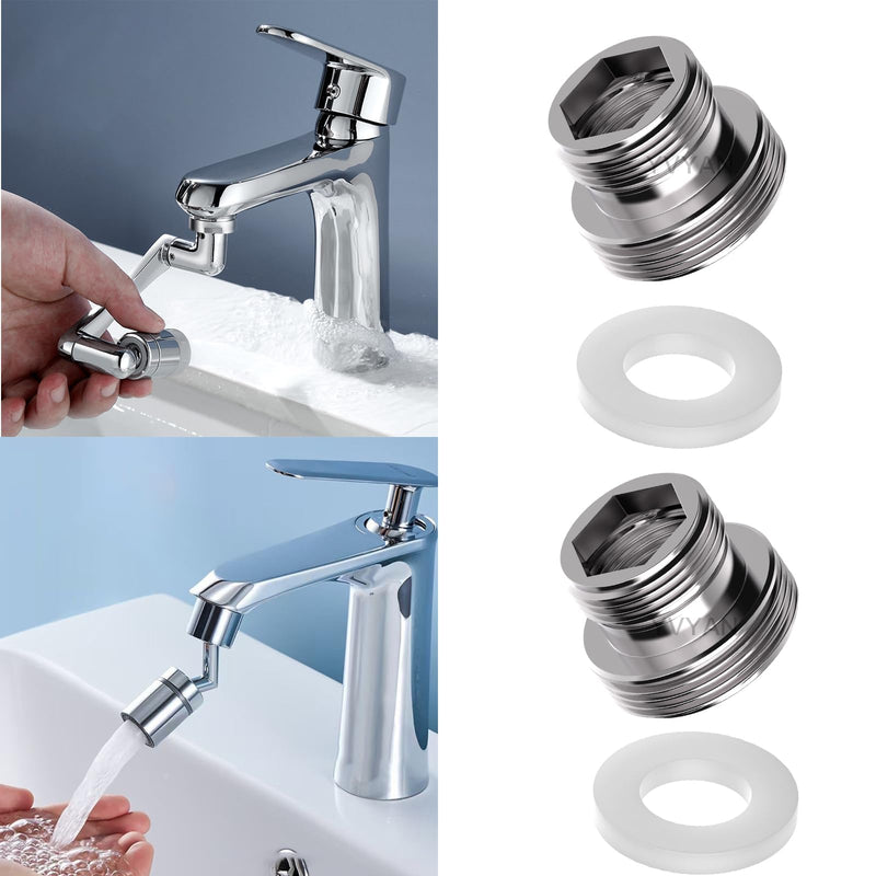 [Australia - AusPower] - Yvyan Tap Adapter M18 to M22-2 Pieces, Thread Adapter for Male Thread M18 and M22, Suitable for Kitchen Taps, Water Savers, Water Cleaners, Hose Connections (Silver, M18-M22) Silvery 