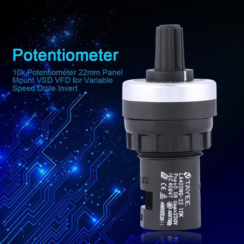 [Australia - AusPower] - Panel Mount 10K Potentiometer VSD VFD for Variable Speed Drive Invert Resistance Adjustment Rotary 