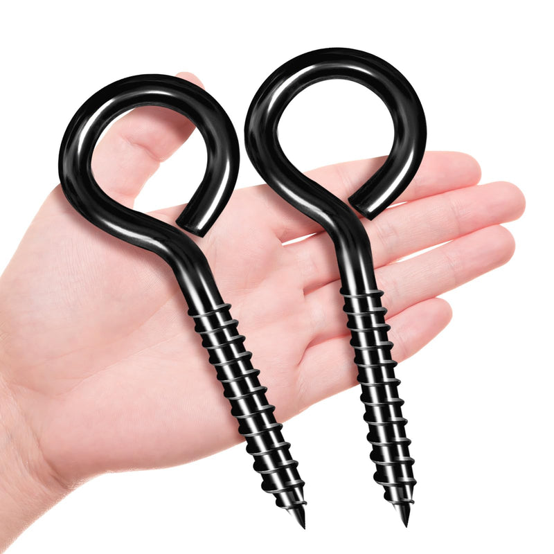 [Australia - AusPower] - ZAUGONTW 5 Inch Eye Hooks, Eye Bolts Screw in Hooks Stainless Steel, 2 Pcs Heavy Duty Black Large Screw Eye Hooks for Hanging, Tie-Downs, Heavy-Duty Applications 