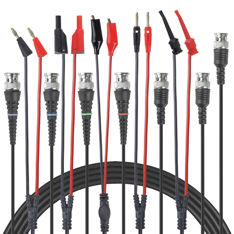 [Australia - AusPower] - ZIBOO ZB-KIT16 Oscilloscope Probes,BNC to Alligator Clips, Mini Test Clips, Dual BNC Coaxial Cable, Stackable Banana Plug, Plugged Banana Plug (6 Pack) 