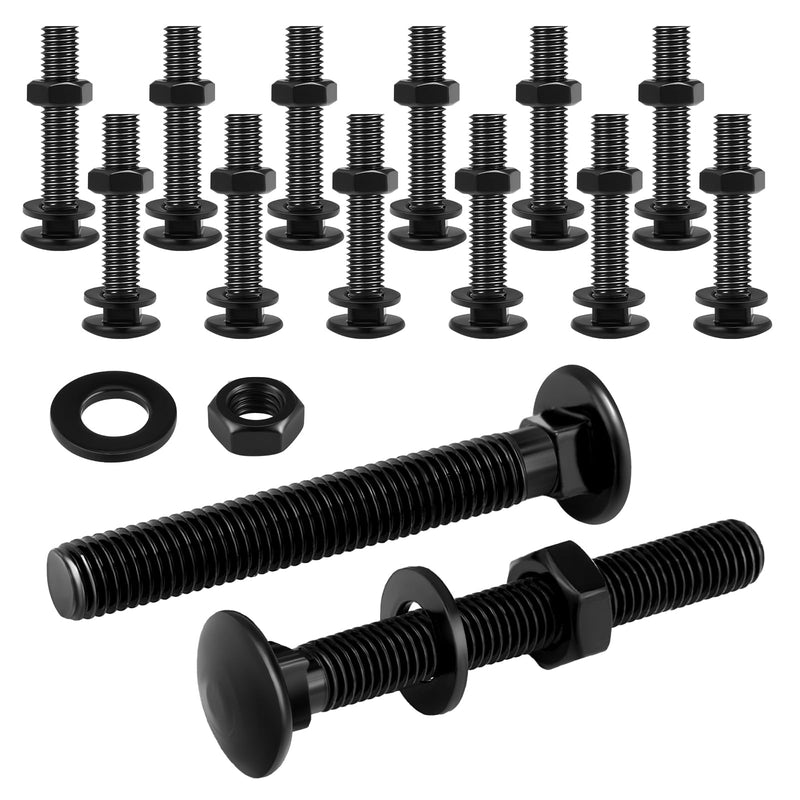 [Australia - AusPower] - Zonon Carriage Bolt Kit Galvanized Carriage Bolt Set Includes Rust Resistance Bolts Washers and Nuts for Fastening Accessories (12 Sets,Black,1/4 x 1-1/2 Inch) 1/4 x 1-1/2 Inch Black 12 