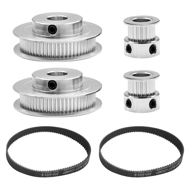 [Australia - AusPower] - 2 Kit GT2 Synchronous Wheel Featuring 20&60 Teeth, 10mm&8mm Bore, Aluminum Timing Pulley, with 2PCS Length 200mm Width 6mm Belt (Bore 10mm&8mm) Bore 10mm&8mm 2 