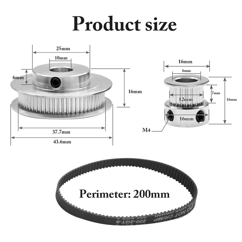 [Australia - AusPower] - 2 Kit GT2 Synchronous Wheel Featuring 20&60 Teeth, 10mm&8mm Bore, Aluminum Timing Pulley, with 2PCS Length 200mm Width 6mm Belt (Bore 10mm&8mm) Bore 10mm&8mm 2 