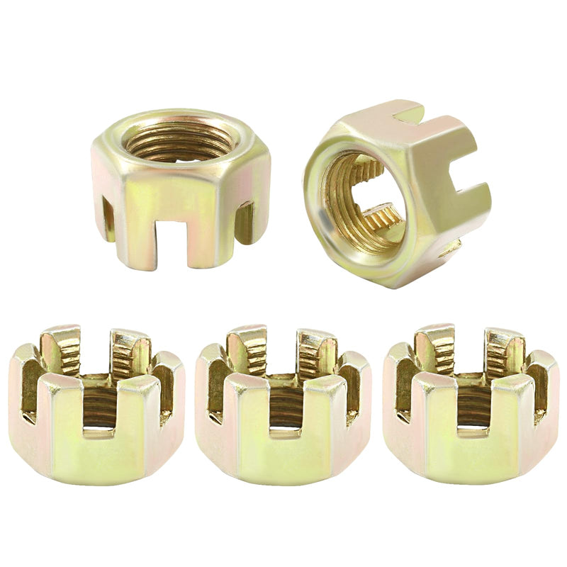 [Australia - AusPower] - 5Pcs M16 x 1.5mm Pitch Hex Slotted Castle Nut,Grade 4.8 Carbon Steel Hexagon Castle Nuts for Wheel Bearings,Mechanical Equipment,Chromatic M16 x 1.5mm,5Pcs Chromatic 