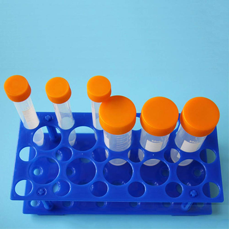 [Australia - AusPower] - Test Tube Rack, Centrifuge Tube Holder (2 Pack - Blue and Orange) for 10ml, 15ml, 50ml, Detachable Plastic Stand, 28 Well 