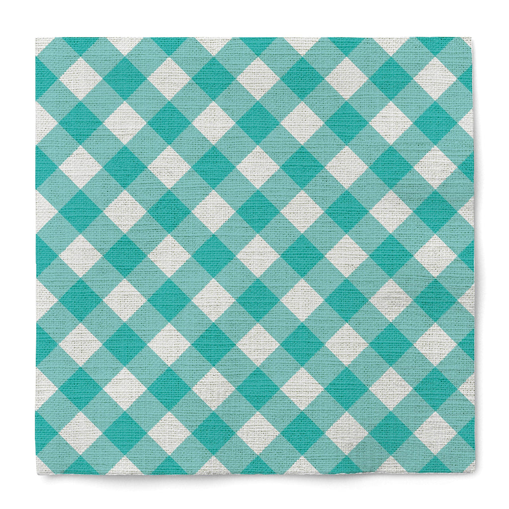 [Australia - AusPower] - Graphique Gingham Teal Cocktail Napkins – Pack of 20 – Soft, Triple-Ply, Disposable Beverage Napkins, Great for Parties, Picnics and Hosting in Style 