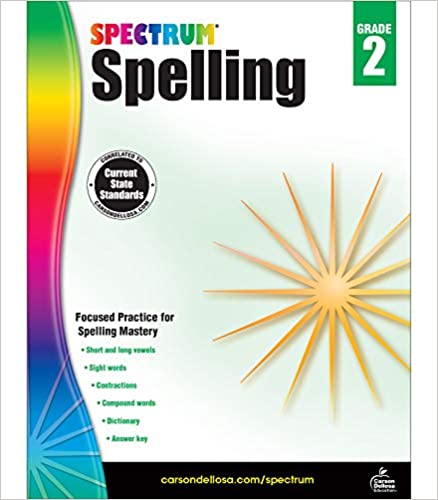 [Australia - AusPower] - Spectrum Spelling Workbook Grade 2, Phonics and Handwriting Practice With Sight Words, Vowels, and Compound Words, 2nd Grade Workbook With English Dictionary, Classroom or Homeschool Curriculum 