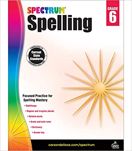 [Australia - AusPower] - Spectrum 6th Grade Spelling Workbook, Grammar and Handwriting Practice With Root Words, Diphthongs, Prefixes, Suffixes, 6th Grade Workbook With English Dictionary, Classroom or Homeschool Curriculum 