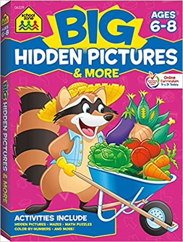 [Australia - AusPower] - School Zone - Big Hidden Pictures & More Workbook - 320 Pages, Ages 6 to 8, 1st Grade, 2nd Grade, Search & Find, Picture Puzzles, Hidden Objects, Mazes, and More (School Zone Big Workbook Series) 