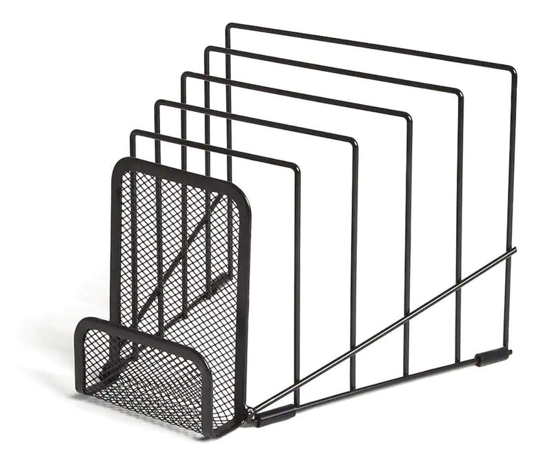 [Australia - AusPower] - 1InTheOffice Metal Incline Desktop File Sorter, Black Wire Mesh Step Sorter 