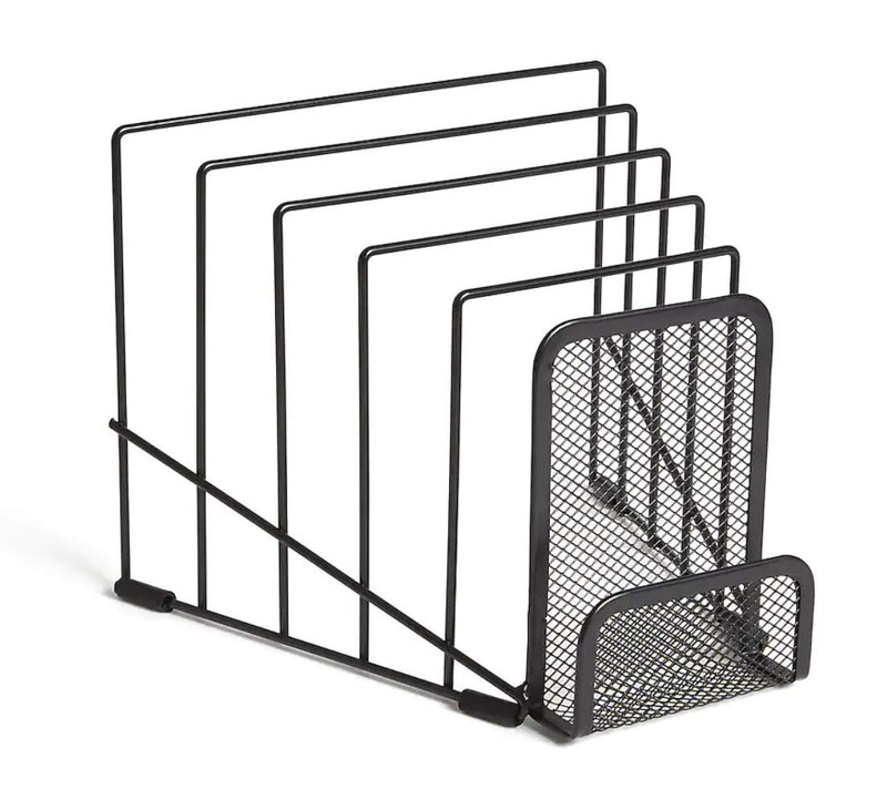 [Australia - AusPower] - 1InTheOffice Metal Incline Desktop File Sorter, Black Wire Mesh Step Sorter 