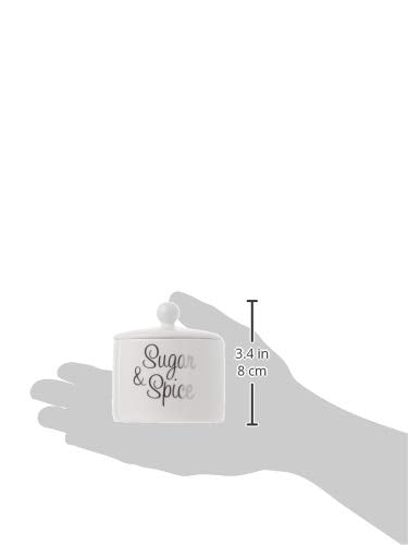 [Australia - AusPower] - Kate Aspen Ceramic Sugar Bowl, Spice and Everything Nice, White one size White & Silver 