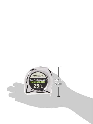 [Australia - AusPower] - Komelon 425IEHV High-Visibility Professional Tape Measure Bother Inch and Engineer Scale Printed 25-Feet by 1-Inch, Chrome 25 FT 