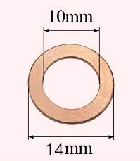 [Australia - AusPower] - LUOQIUFA M10 Flat Washer Copper Sealing Ring, Inner Diameter 10mm, Outer Diameter 14mm, Thickness 1.5mm, Metric Sealing Washer, 30 Pieces 