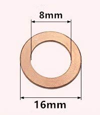 [Australia - AusPower] - LUOQIUFA M8 Flat Washer Copper Sealing Ring, Inner Diameter 8mm, Outer Diameter 16mm, Thickness 1.5mm, Metric Sealing Washer, 20 Pieces 