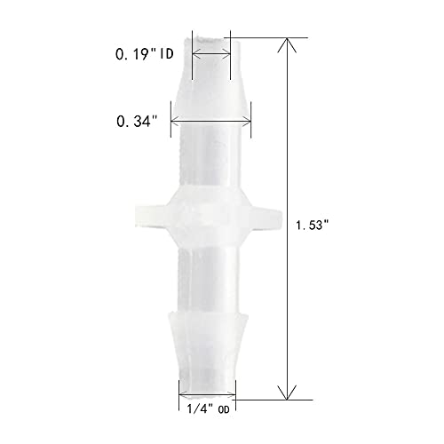 [Australia - AusPower] - Plastic Hose Barb Fitting, 1/4" x 1/4" Splicer Mender Adapter for Air Water Fuel (Pack of 8) 0.25 Inch 