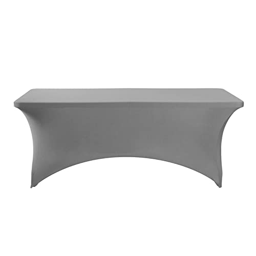 [Australia - AusPower] - FORLIFE Spandex Table Covers 6ft，Fitted Tablecloth for 6ft Rectangular Tables, Stretch Patio Table Covers, Universal Spandex Table Cover for Wedding, Banquet, Party (6ft, Gray) 