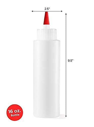 [Australia - AusPower] - 6-pack Premium Plastic Condiment Squeeze Squirt Bottles for Sauces, Paint ,Oil, Condiments ,Salad Dressings, Arts and Crafts - Food Grade-Includes Funnel, Erasable Marker and Reusable Labels (16 oz) 16 oz 