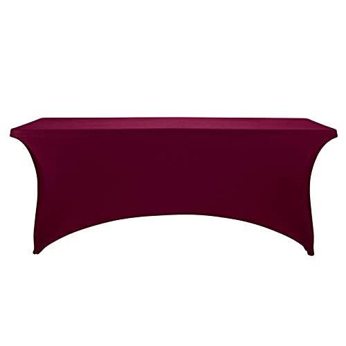 [Australia - AusPower] - FORLIFE Spandex Table Covers 6ft，Fitted Tablecloth for 6ft Rectangular Tables, Stretch Patio Table Covers, Universal Spandex Table Cover for Wedding, Banquet, Party (6ft, Burgundy) 