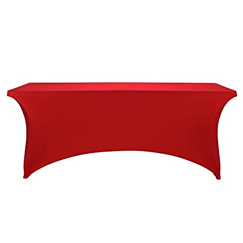[Australia - AusPower] - FORLIFE Spandex Table Covers 6ft，Fitted Tablecloth for 6ft Rectangular Tables, Stretch Patio Table Covers, Universal Spandex Table Cover for Wedding, Banquet, Party (6ft, Red) 