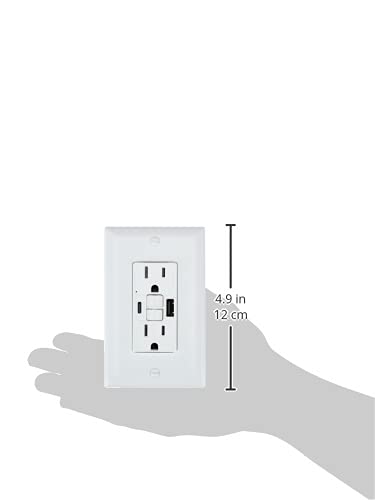 [Australia - AusPower] - Legrand Radiant® USB GFCI Outlet, 15A Tamper-Resistant, Self-Test, Type-A/C, White, 1597TRUSBACW 