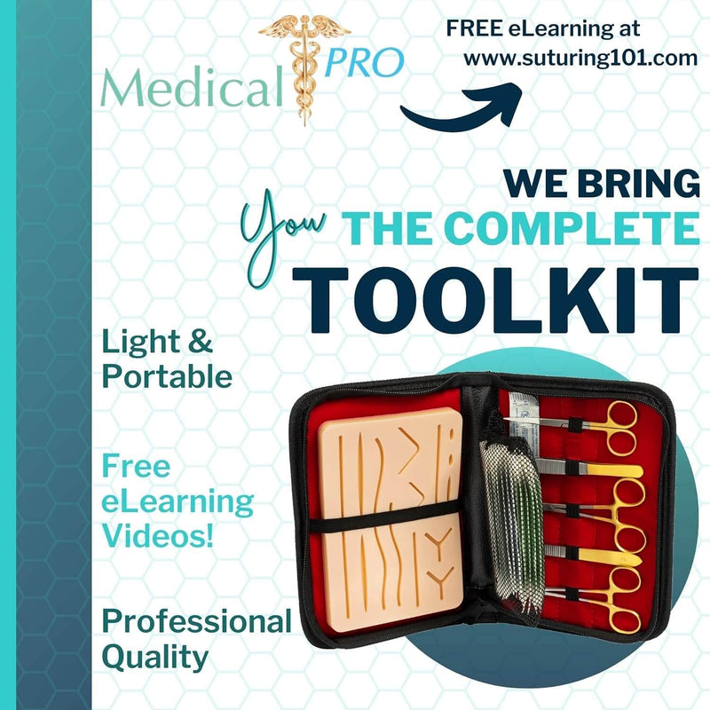 [Australia - AusPower] - Medical Creations Suture Practice Kit with Suturing Video Series by Board-Certified Surgeon and Ebook Training Guide - Silicone Suturing Pad with Tool Kit - for Any Student in The Medical Field 