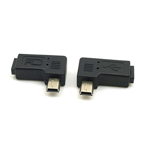 [Australia - AusPower] - CY 2pcs 90 Degree Left & Right Angled Mini USB 5pin Male to Micro USB Female Data Sync Power Adapter Black MINI-MICRO 
