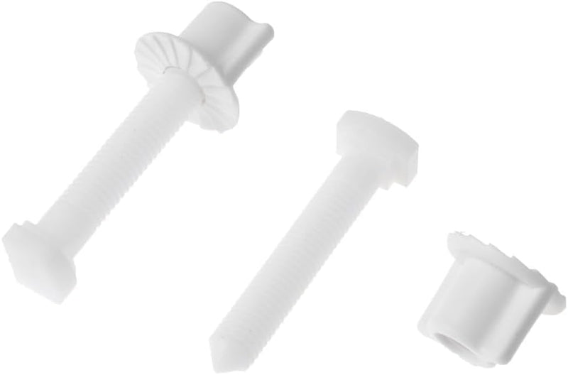 [Australia - AusPower] - 2Pcs White Plastic Toilet Seat Screws and Nuts with Washers,Toilets and Toilet Parts, Toilet Parts,Hinge Bolts Screws Hinges Replacement Parts for Mounting Toilet Seats Toilet Lid Toilet Seats 