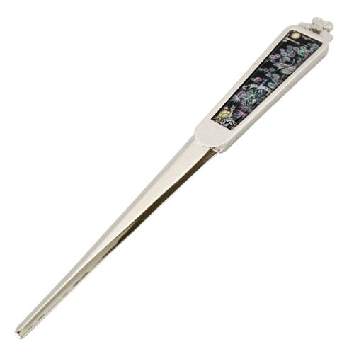 [Australia - AusPower] - Mother of Pearl Animal Design Black Metal Steel Knife Office Sword Blade Hand Envelope Gift Letter Opener with Longevity Emblems Painting 