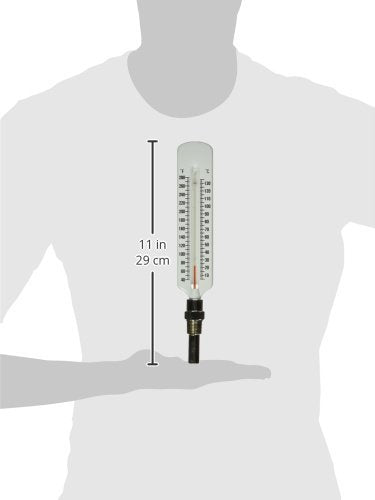 [Australia - AusPower] - PIC Gauge 162FS 5" Scale, 2" Stem Length, 40/280° F Temperature Range Red Liquid Filled Thermometer with Bottom 1/2" Male NPT Connection, Steel Well, and Thermowell 